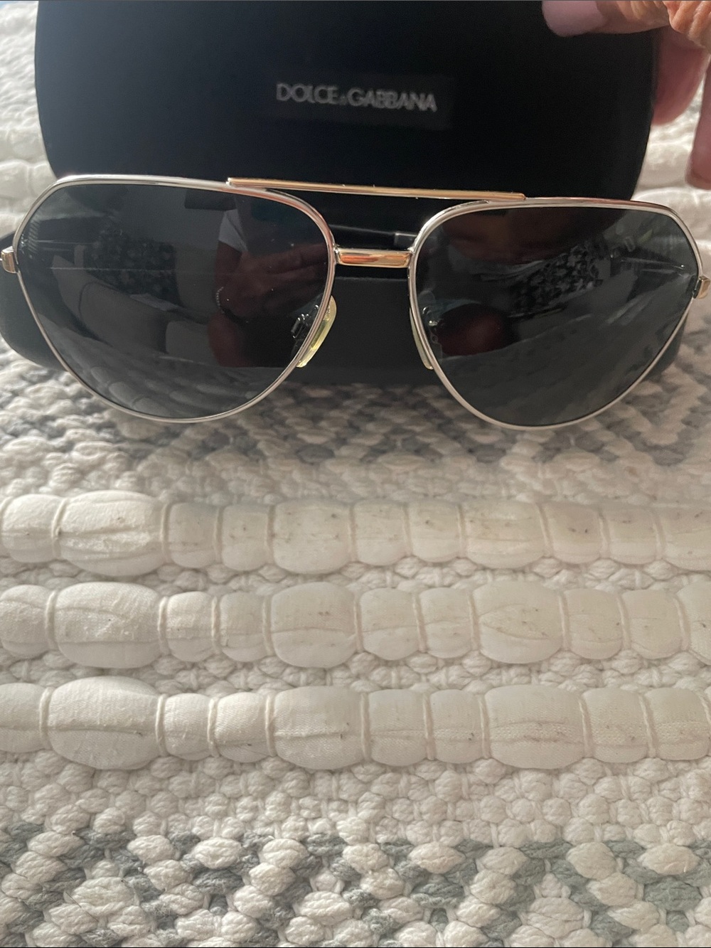 Dolce & Gabbana Men’s Gold Frame Sunglasses with Black Lenses